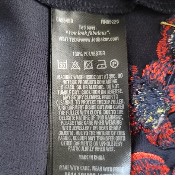 Ted Baker London Silia Kirstenbosch Embroidered Dress Blue Belt Long Sleeve XS - Picture 16 of 16